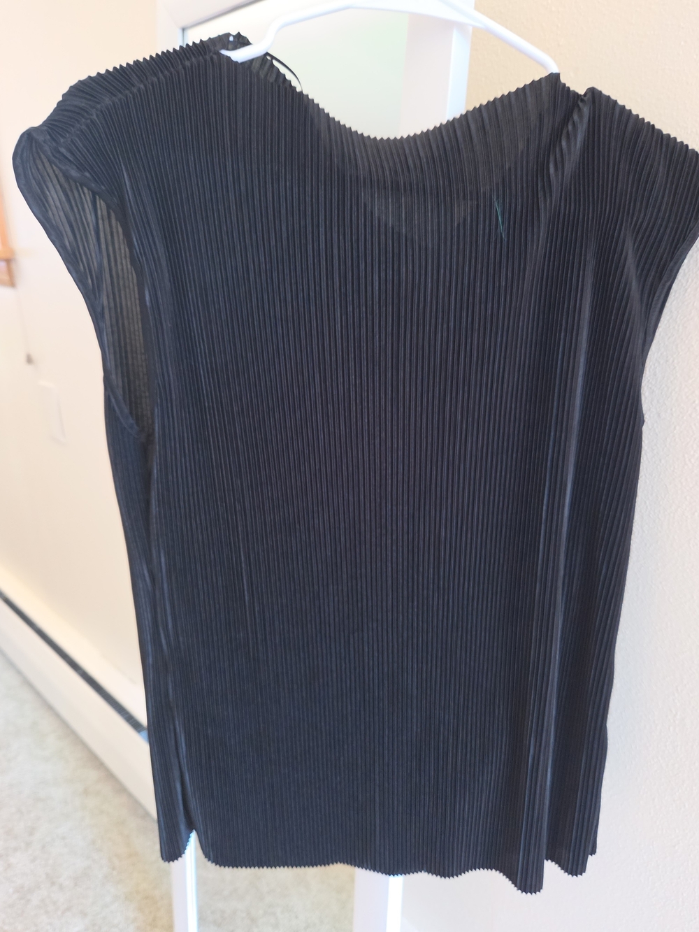Elegabt,soft, Dressy Top By Ro & De Black Pleated Sleeveless Shell Top